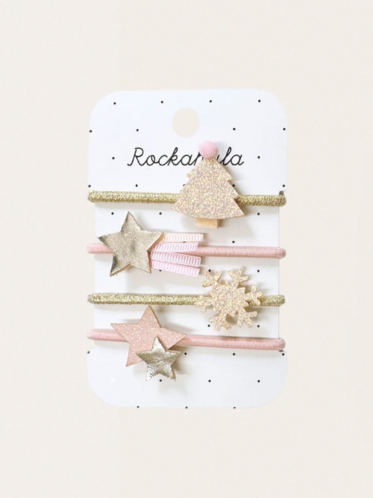 Frosted Shimmer Xmas Tree Hair Bands 4 pcs