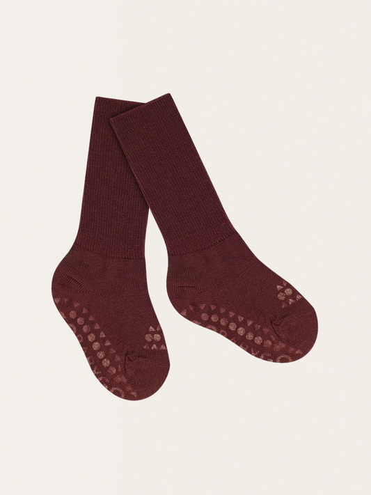 Anti-slip merino wool crawling socks