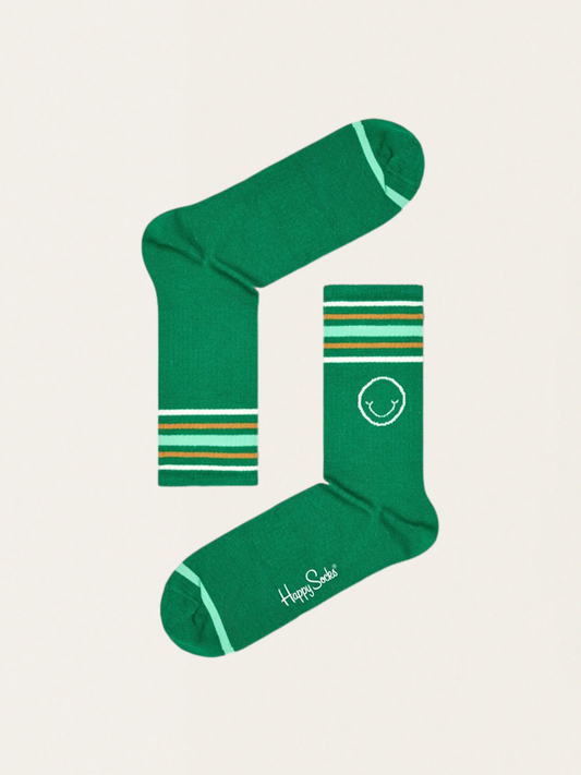 Grüne, gestreifte 3/4-Socken aus Baumwolle für Erwachsene