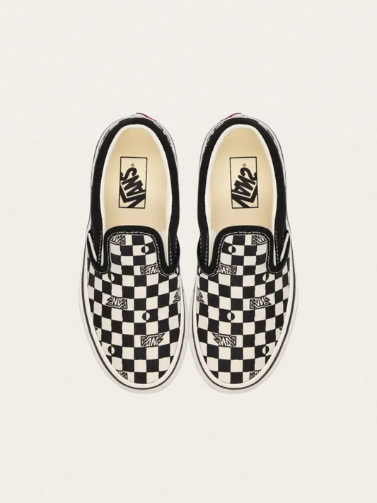 Tenisówki Kids wsuwane Slip-On Geo Check Black&White