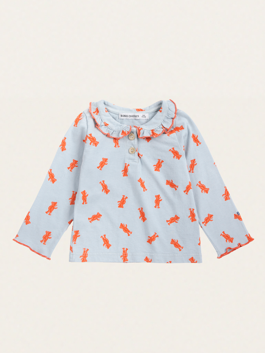 Bawełniany long sleeve z kołnierzykiem Baby Softpaw Monster all over