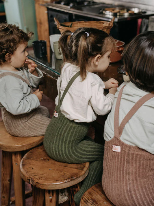 Prążkowane rajstopy z bawełną na szelkach Granny