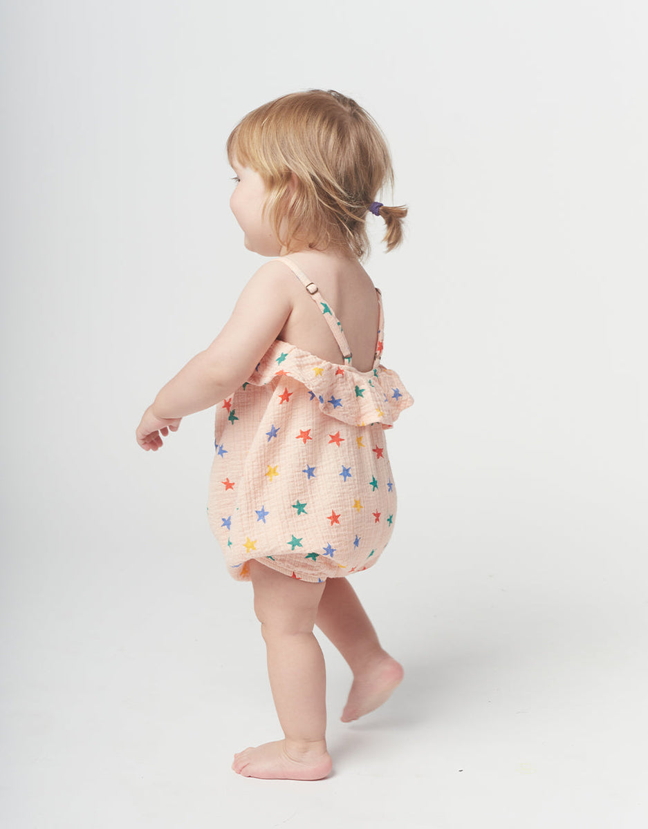 Baby cotton romper with straps