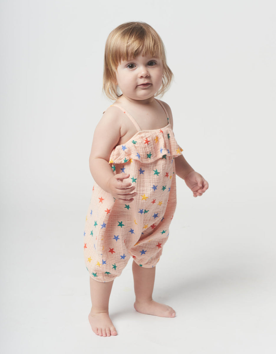 Baby cotton romper with straps