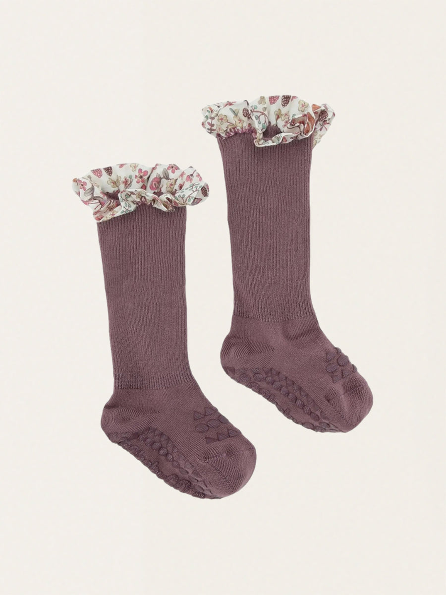 Non-slip bamboo socks with ruffles
