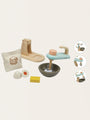 Wooden mixer with accessories