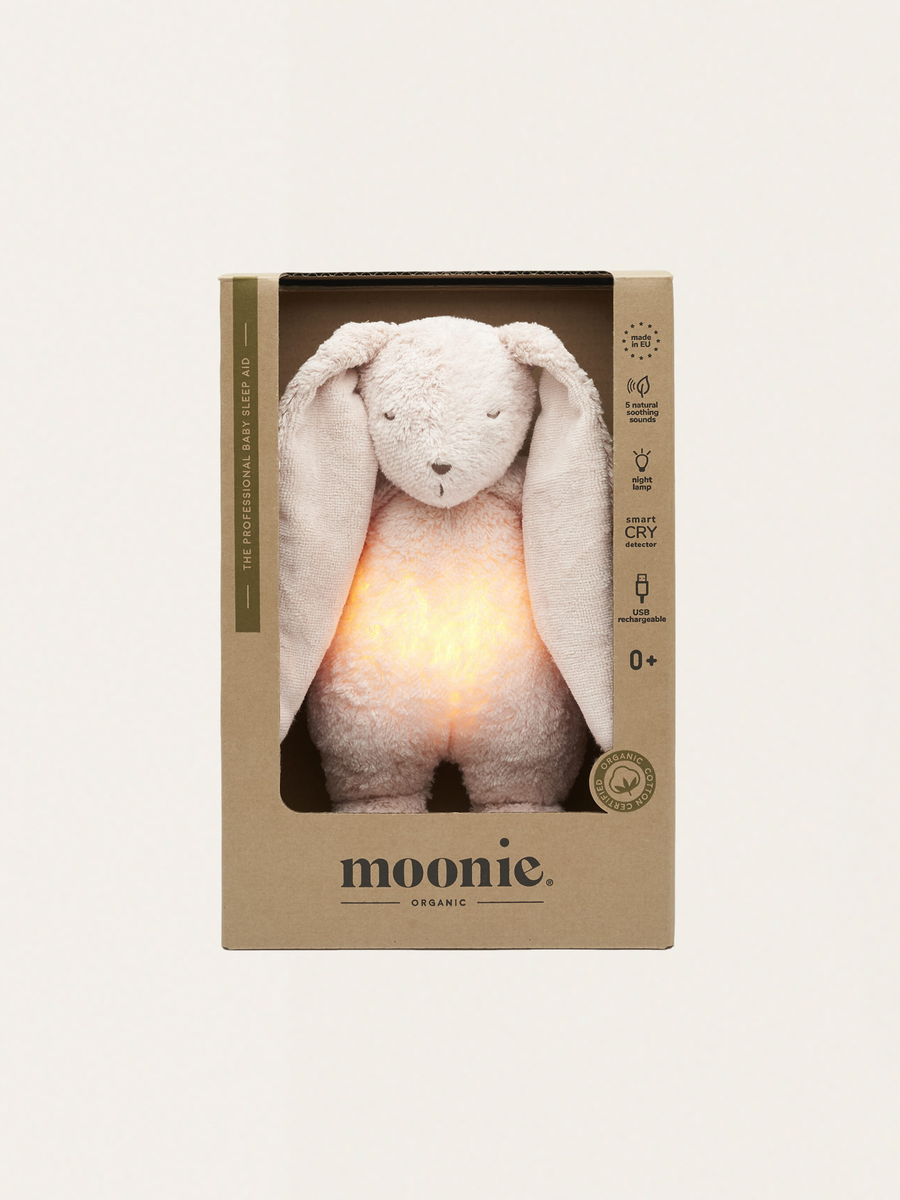 Szumiący króliczek Moonie Organic 2.0 z lampką nocną - Rose
