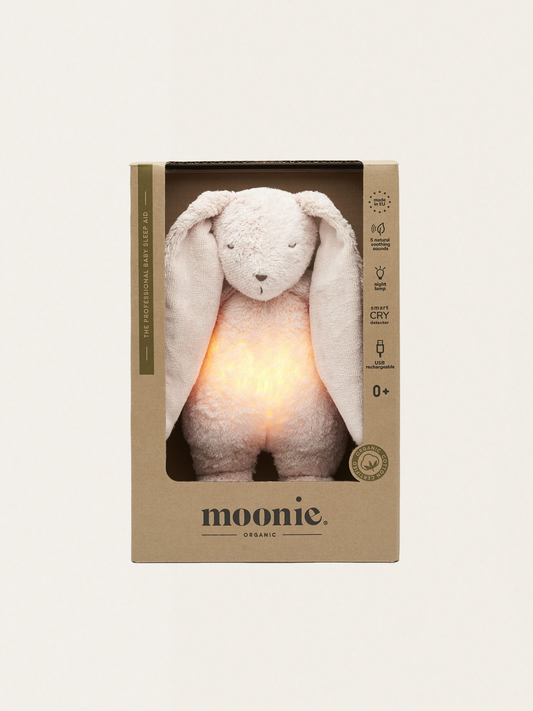 Szumiący króliczek Moonie Organic 2.0 z lampką nocną - Rose