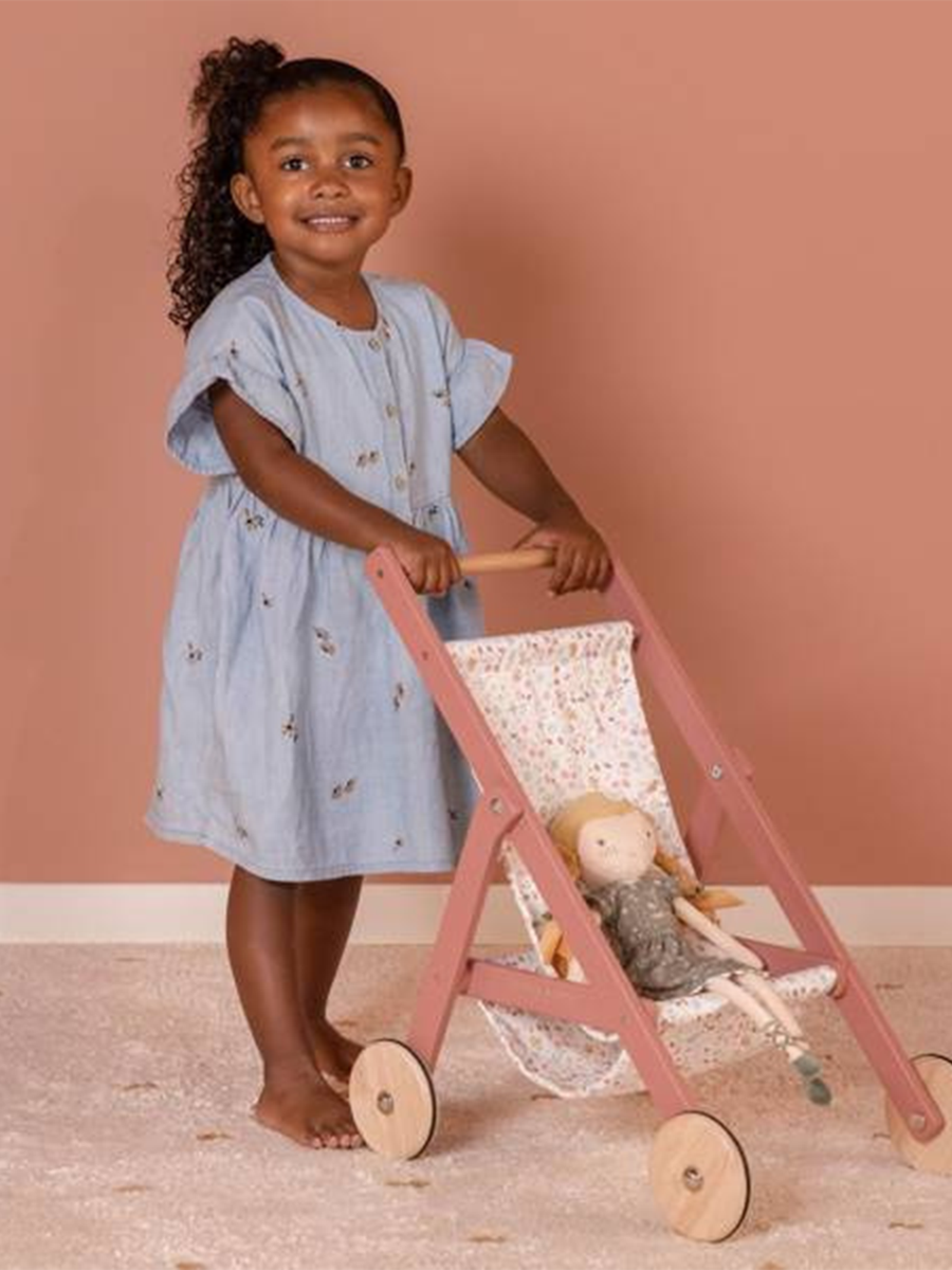 Wooden stroller for dolls