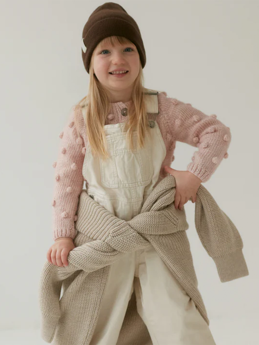 Flauschige Strickjacke Popcorn Zartrosa