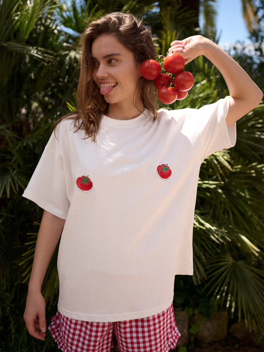 Tomatenfarbenes Pyjama-Set, kurz