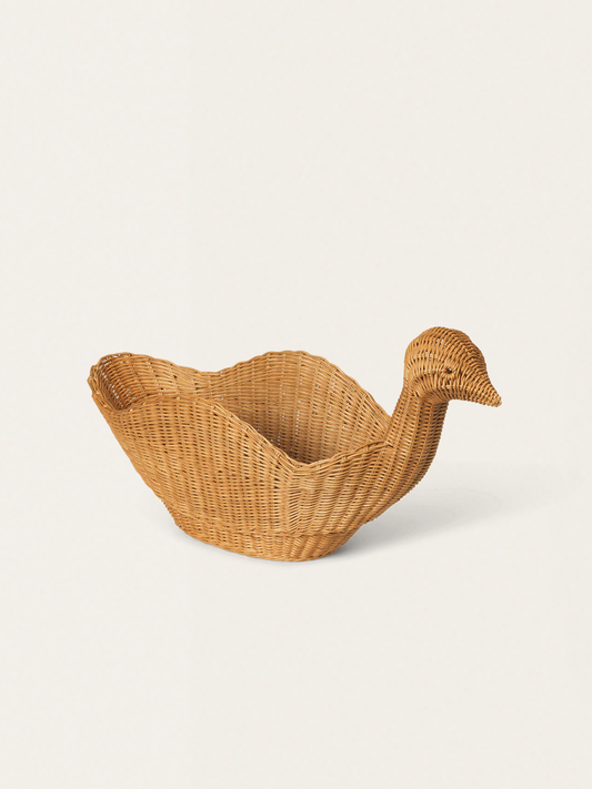 Hand-woven storage basket - swan