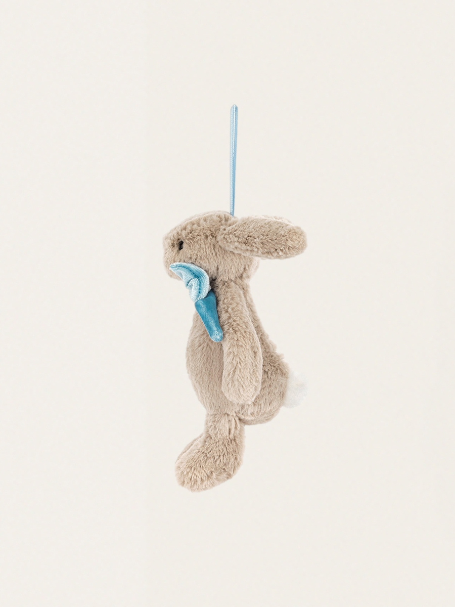 Beigefarbener Hasenanhänger, 13 cm