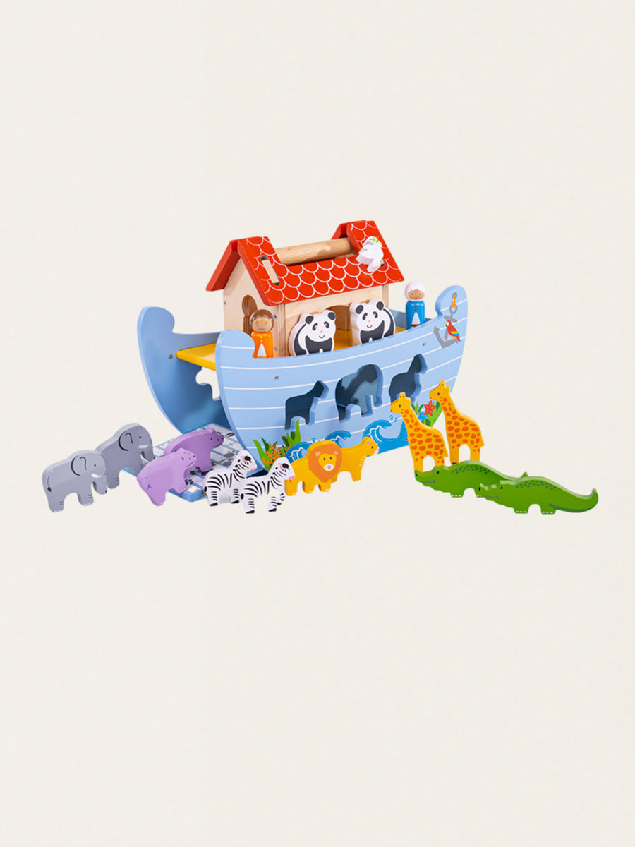 Wooden Noah's Ark with animal figurines
