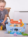 Wooden Noah's Ark with animal figurines