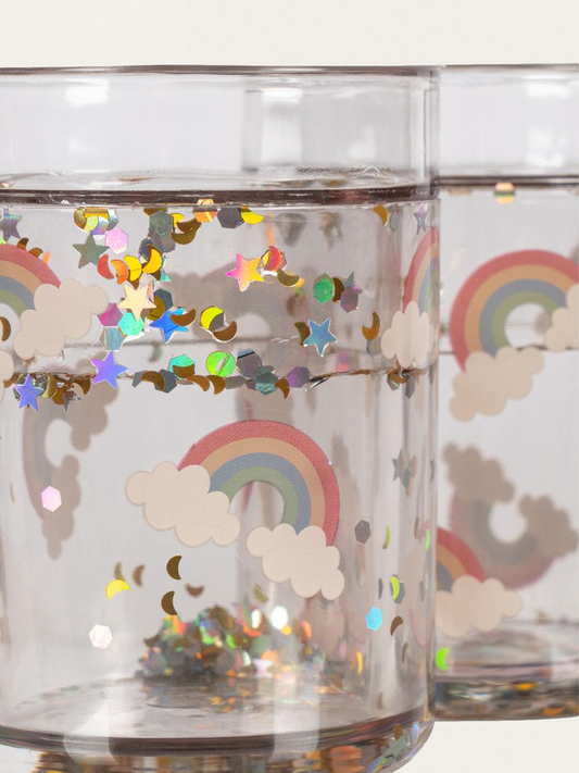 Regenbogen-Glitzerbrillen, 2 Stück.