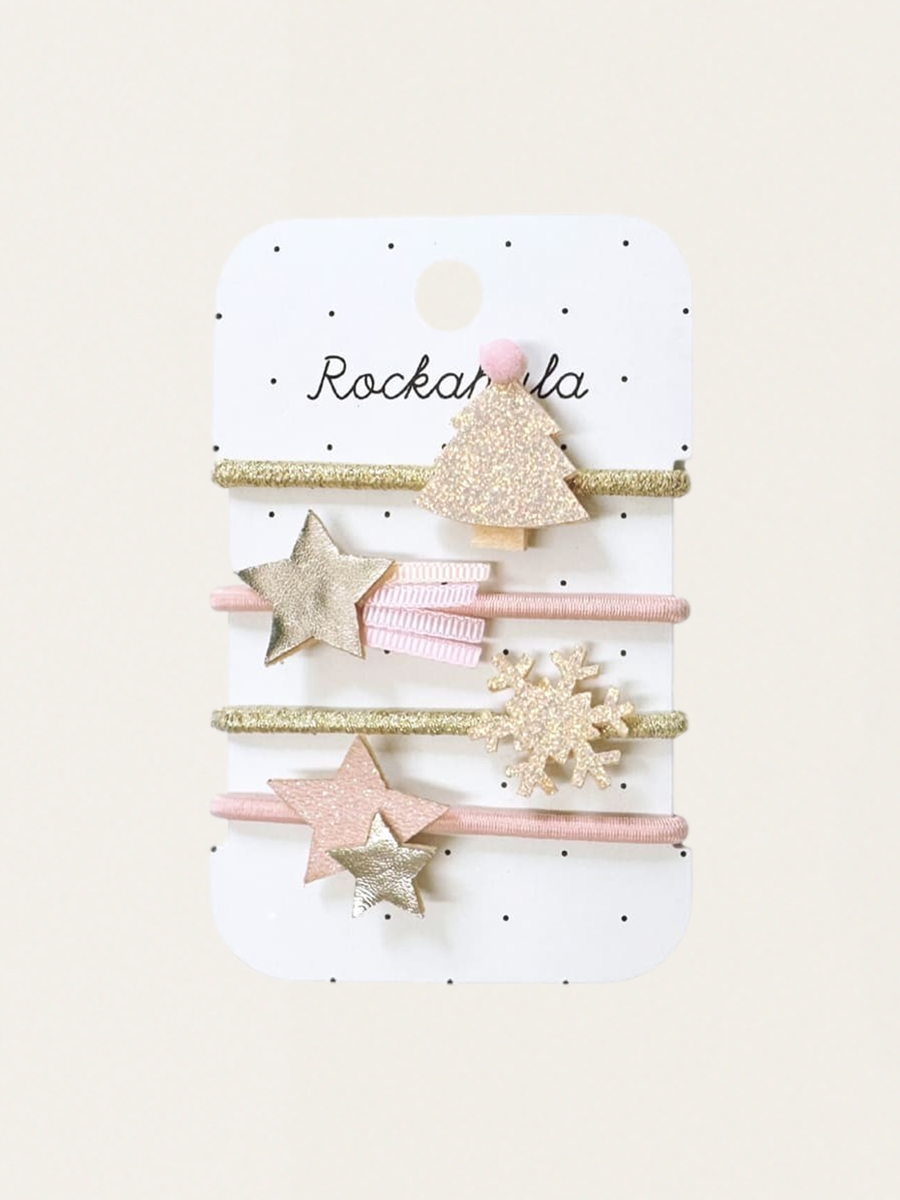 4er-Packung Haarbänder mit schimmerndem Weihnachtsbaum-Motiv