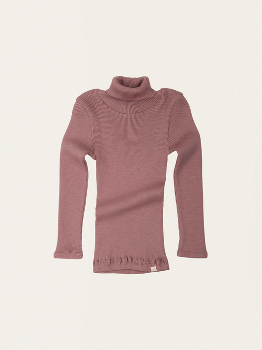 Winter Blush Ribbed Merino Wool Turtleneck