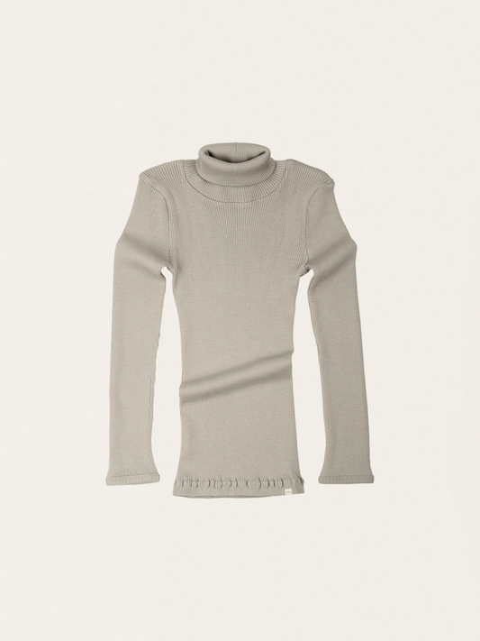 Winter Fog Ribbed Merino Wool Turtleneck