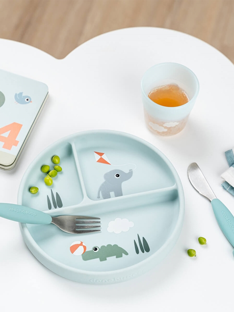 Stick&amp;Stay three-part plate with suction cup