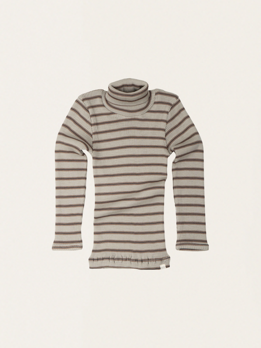 Winter Fog Stripes Rippstrick-Rollkragenpullover aus Merinowolle
