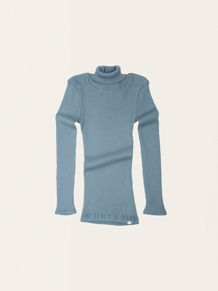 Winter Sky Ribbed Merino Wool Turtleneck