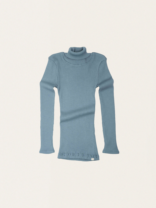 Winter Sky Ribbed Merino Wool Turtleneck