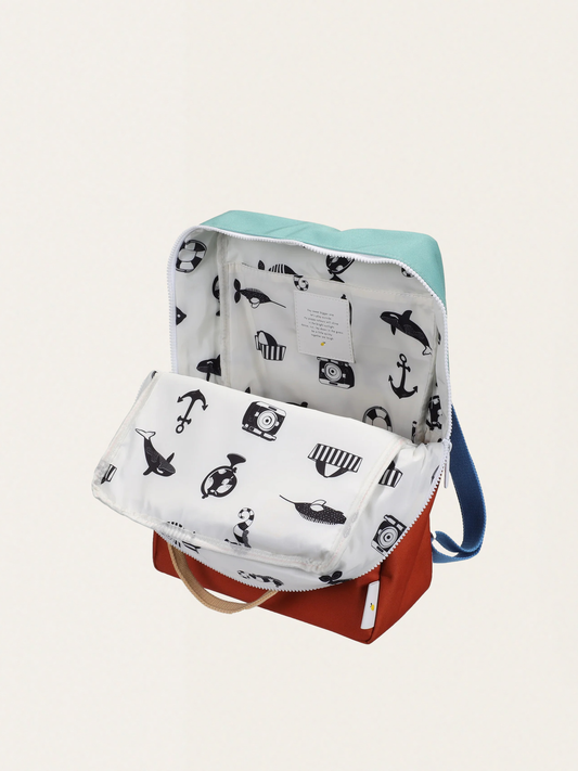 Wonders Großer Kinderrucksack Aquagrün + Schiffswrackrost
