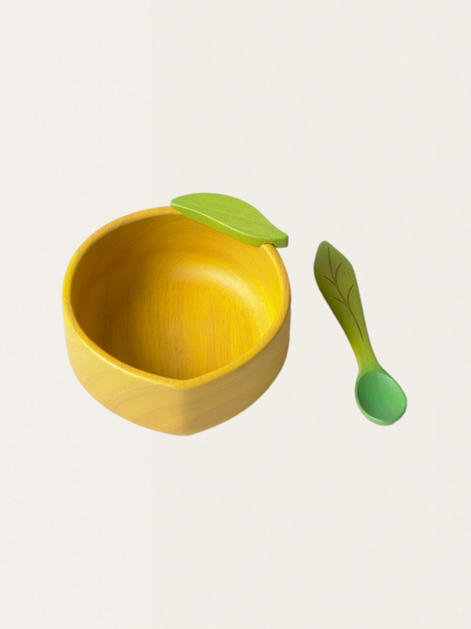 Lemon Wooden Bowl with Spoon