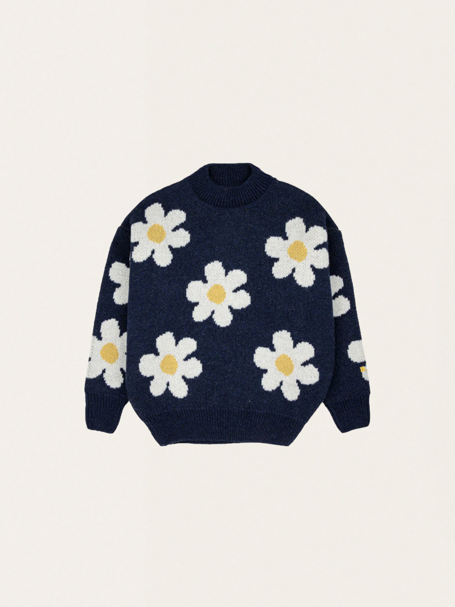Kinder-Wollpullover – Große Blume