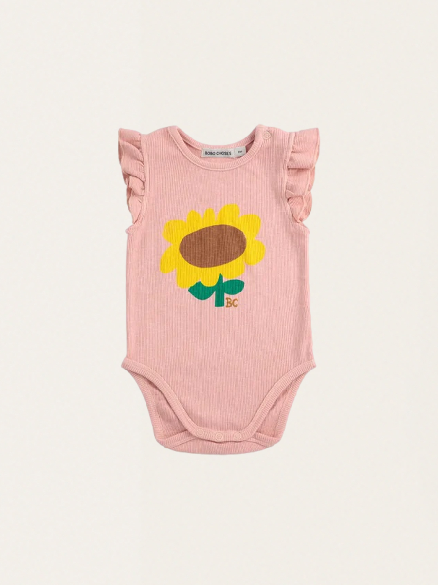 Bawełniane body z krótkim rękawem z falbanką Sunflower
