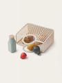 Wooden grocery shopping basket