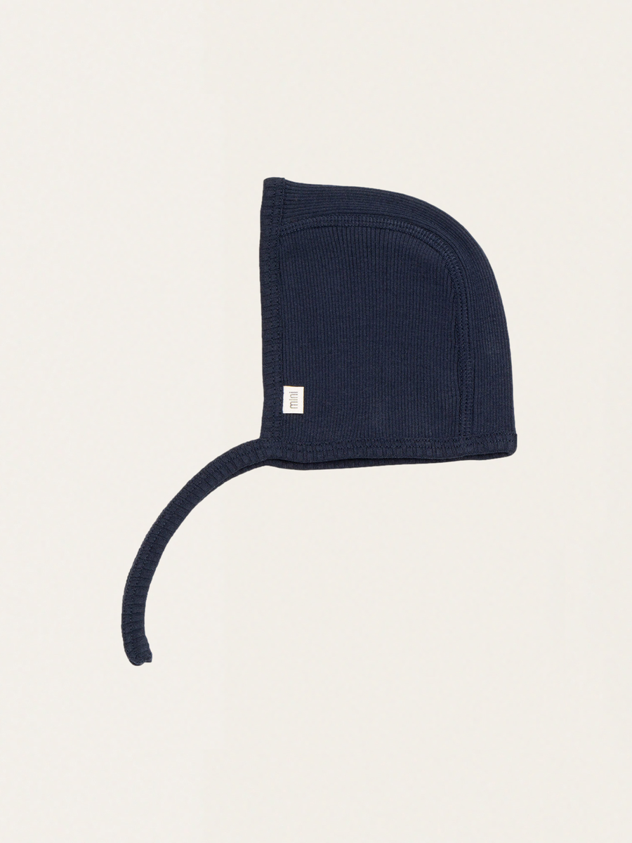 Bloom Dark Blue Silk Newborn Bonnet