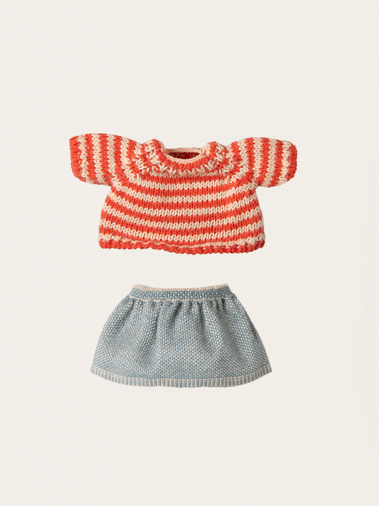Maileg Große Schwester Strickpullover und Rock Maus Outfit