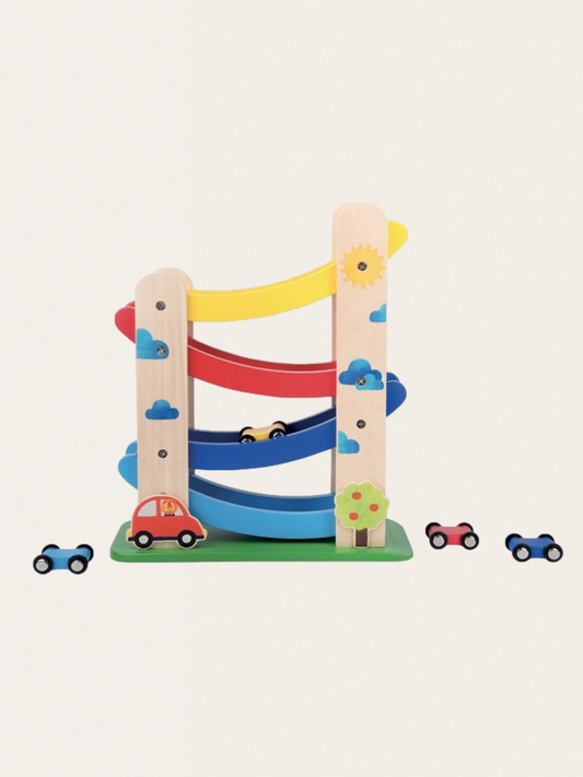 Wooden slide for toy cars