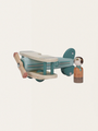 Wooden airplane with a pilot figure