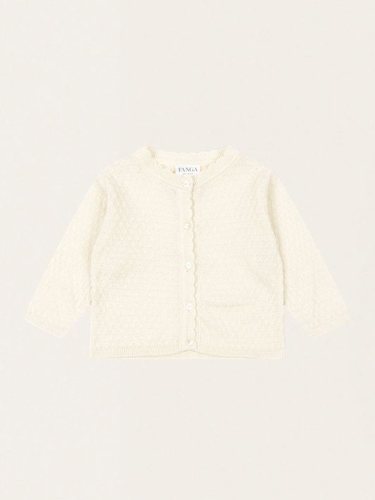 Venti cotton pointelle cardigan