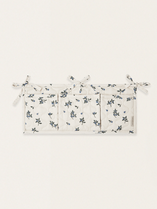 Babybett-Organizer aus blaubeerfarbenem Satin