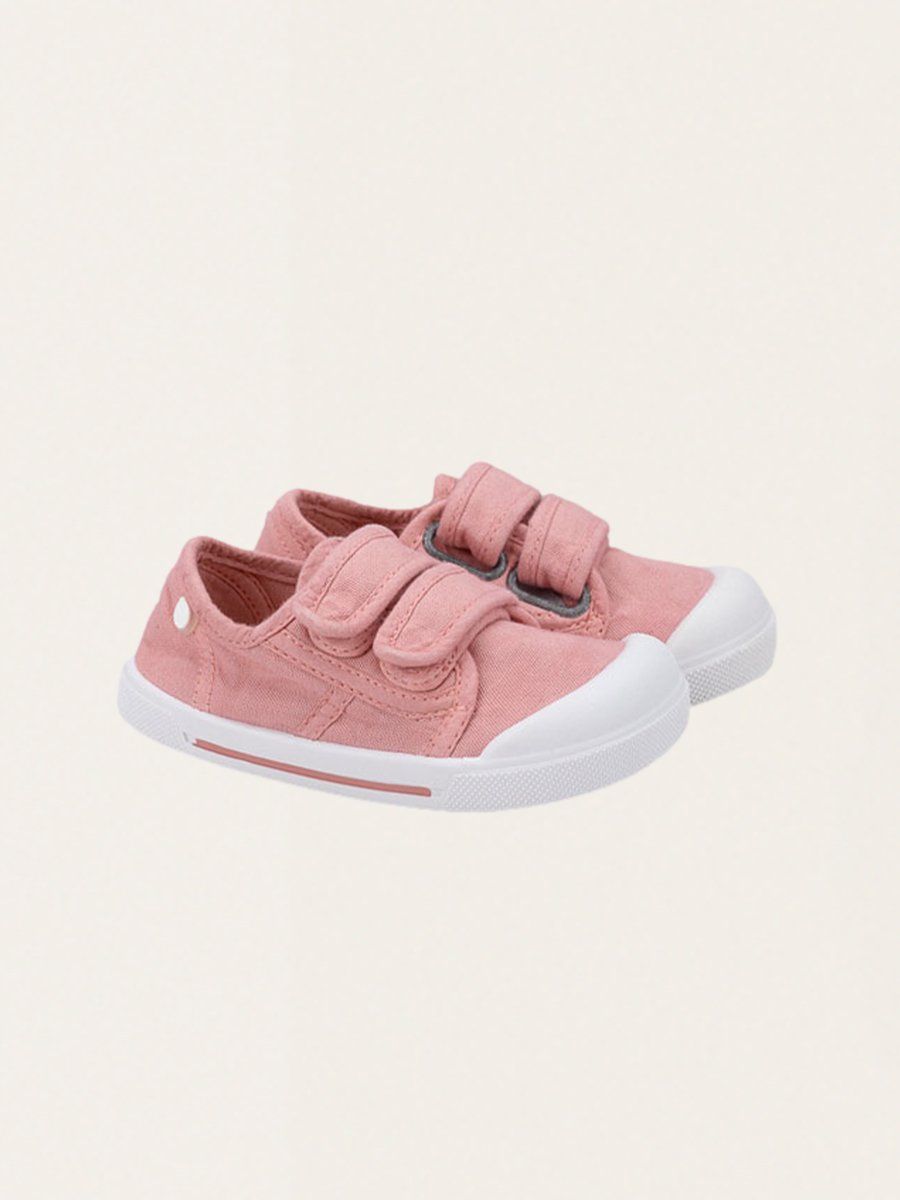 Canvas V-Sneaker mit Klettverschluss.