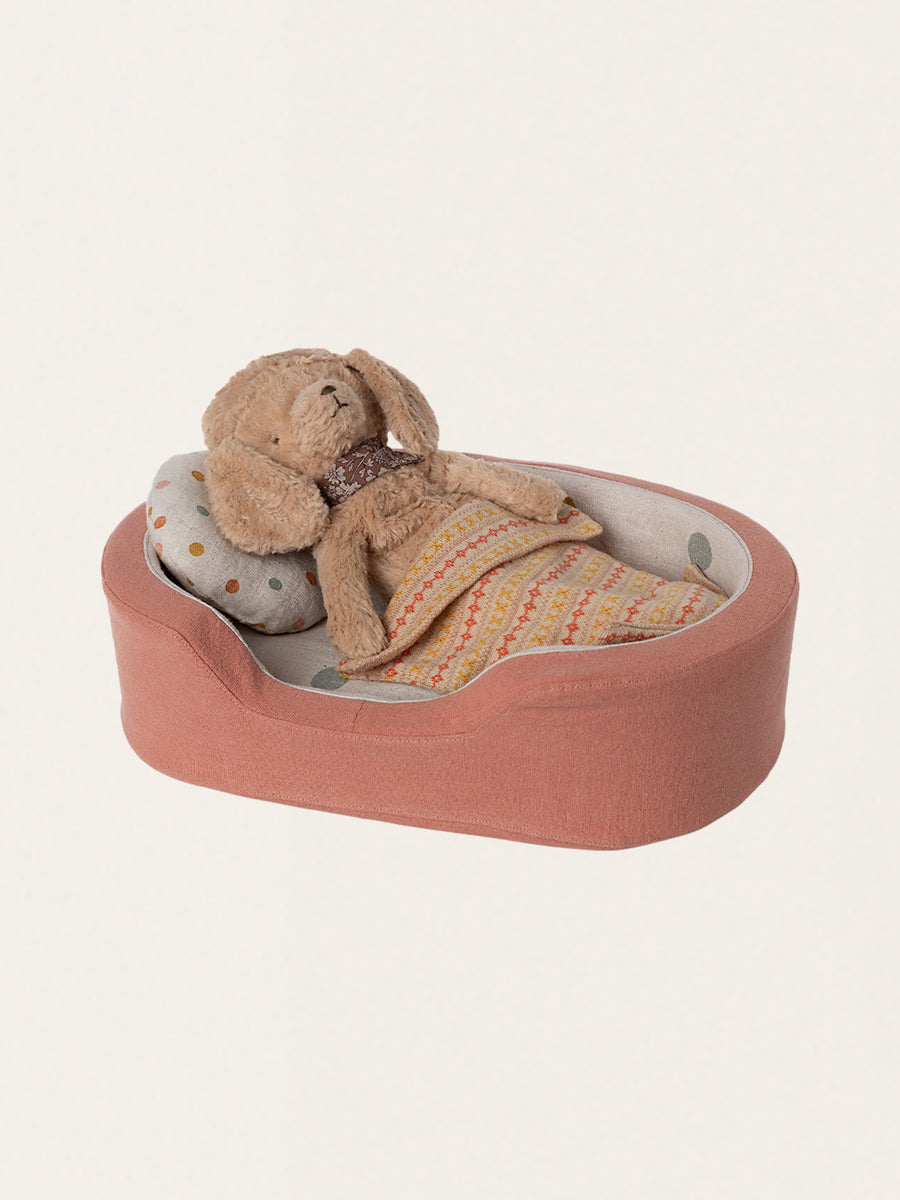 A bed for a plush dog