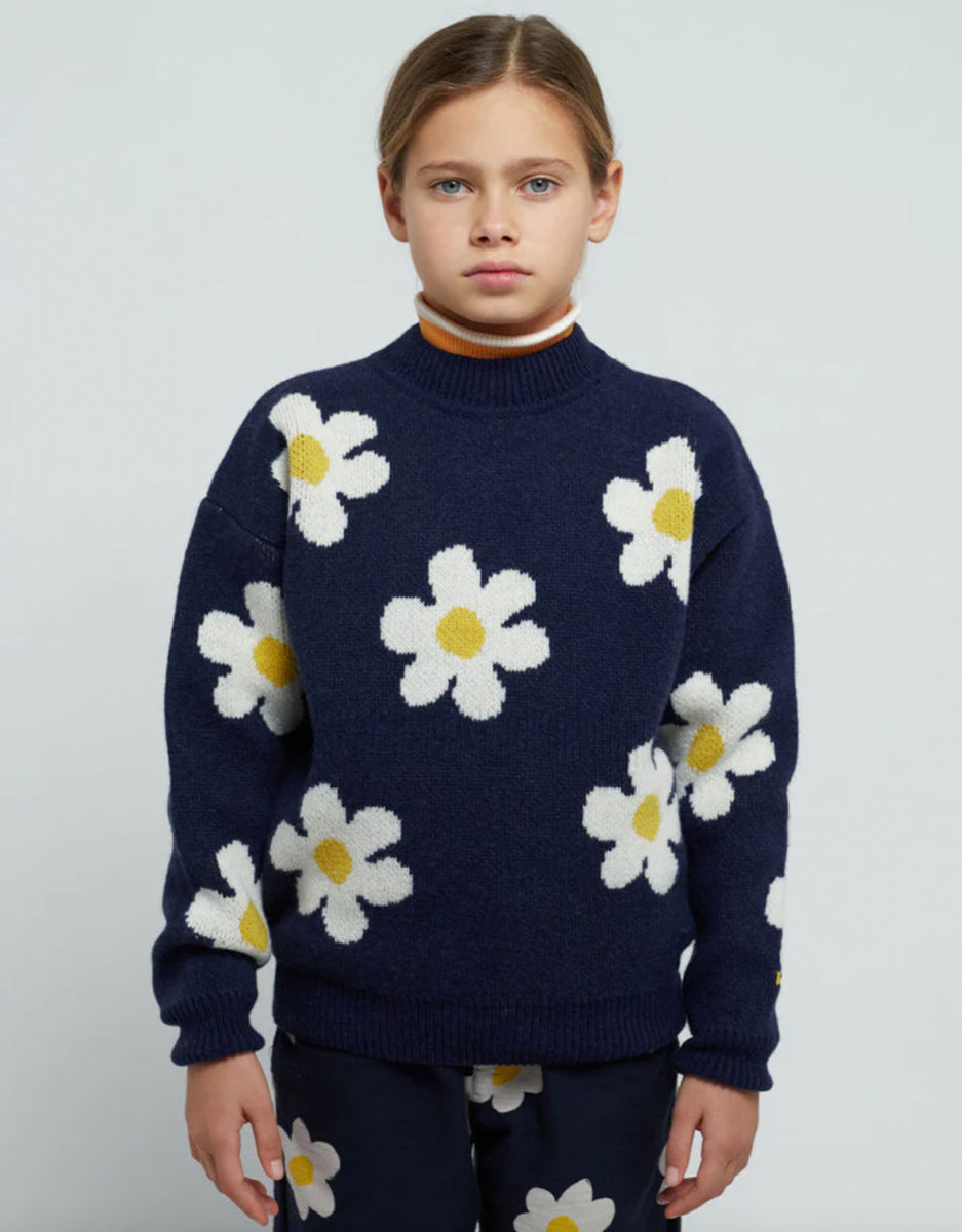 Kinder-Wollpullover – Große Blume