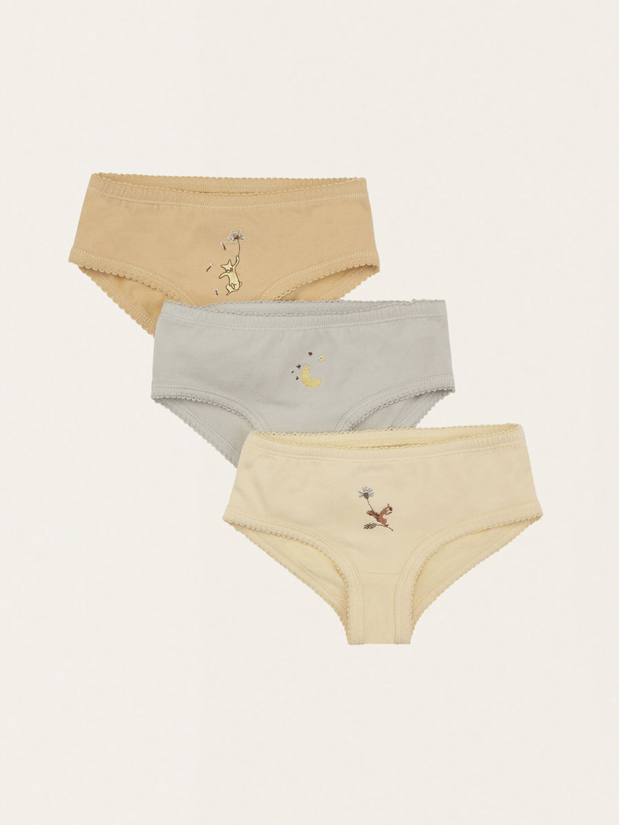 Set of three pairs of cotton panties for girls