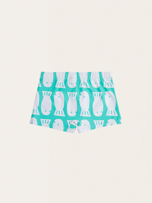 Baby Lucky Fish all over swim trunks