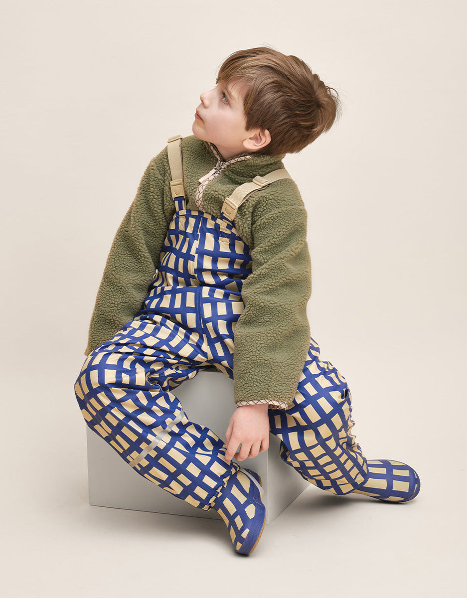 Windproof Rain Pants - Plaid Cobalt