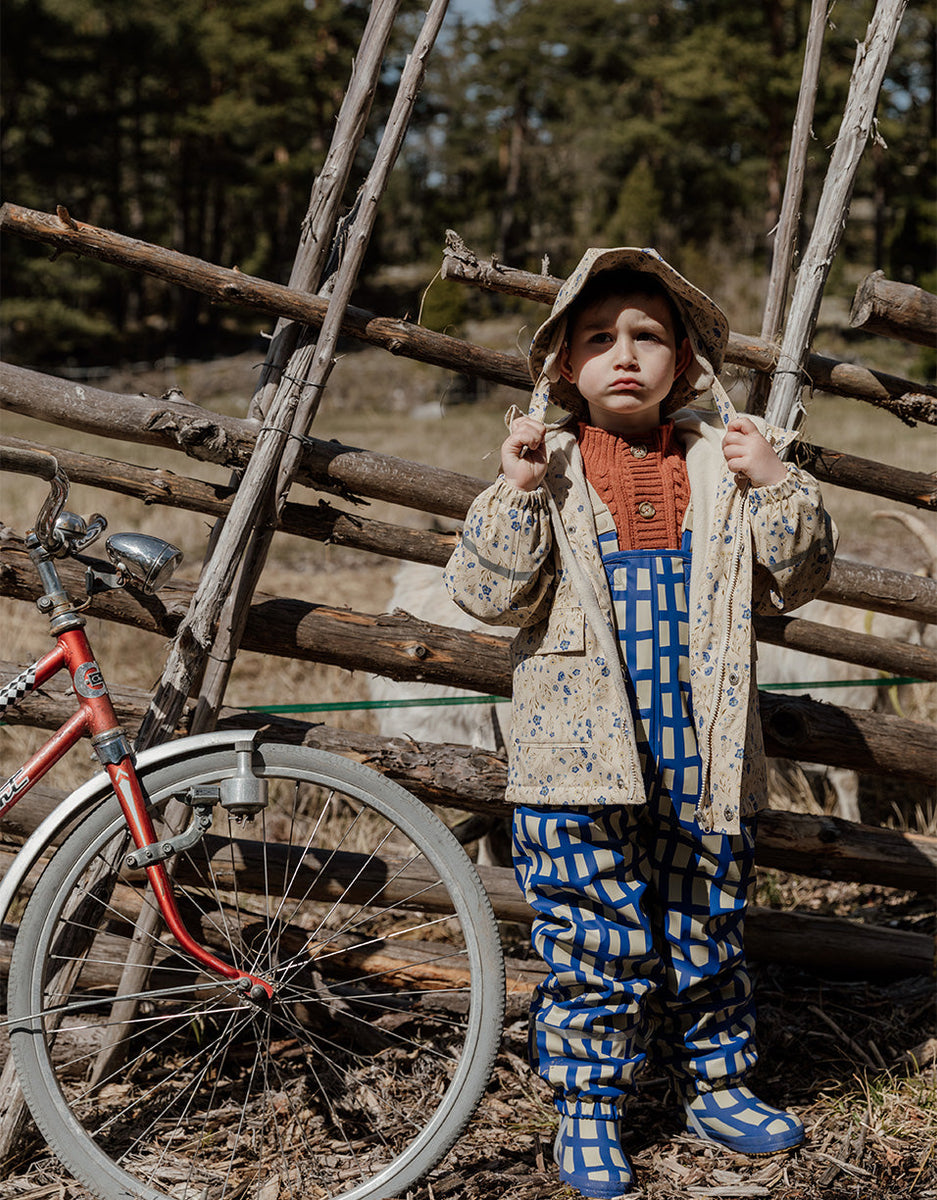 Windproof Rain Pants - Plaid Cobalt