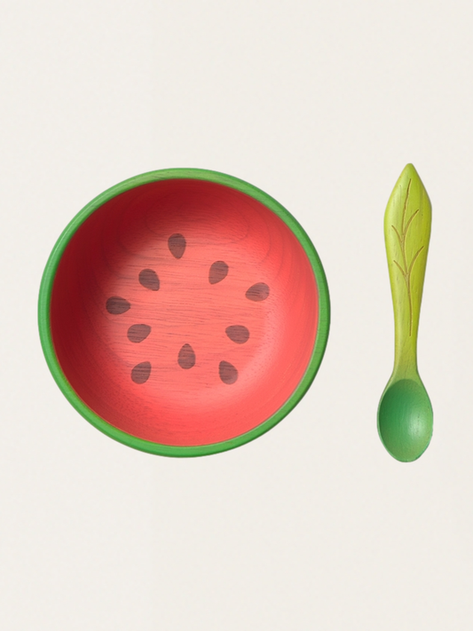 Watermelon Wooden Bowl with Spoon