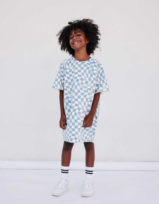 Cotton Checkered T-shirt Dress