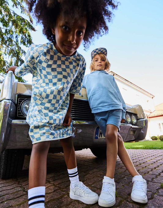 Cotton Checkered T-shirt Dress