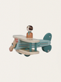 Wooden airplane with a pilot figure
