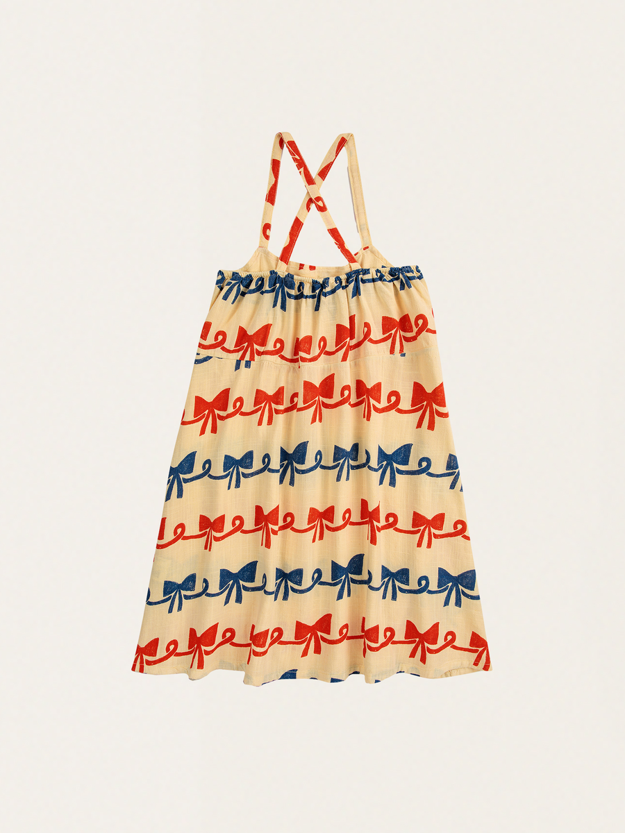 Kids Strappy Dress - Ribbon Bow all over